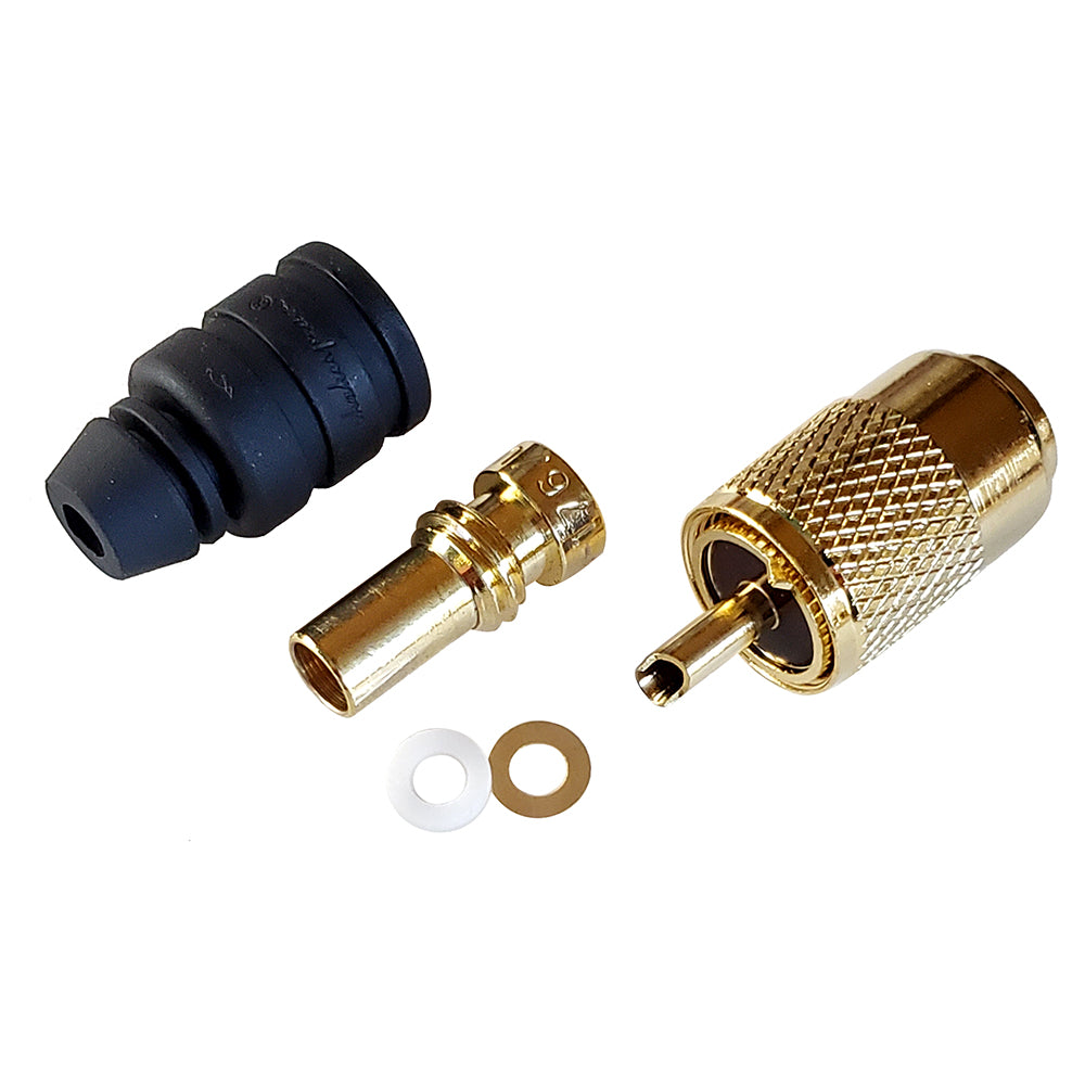 Shakespeare PL2598XG SolderType Connector wUG176 Adapter DooDadreg Cable Strain Relief fRG8X Coax PL2598XG