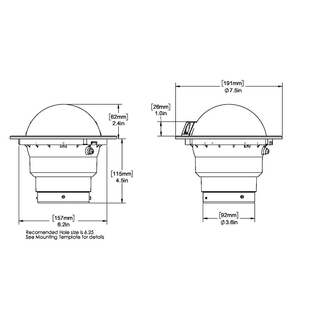 Ritchie FB500 Globemaster Compass  Flush Mount  Black  12V  5 Degree Card FB500