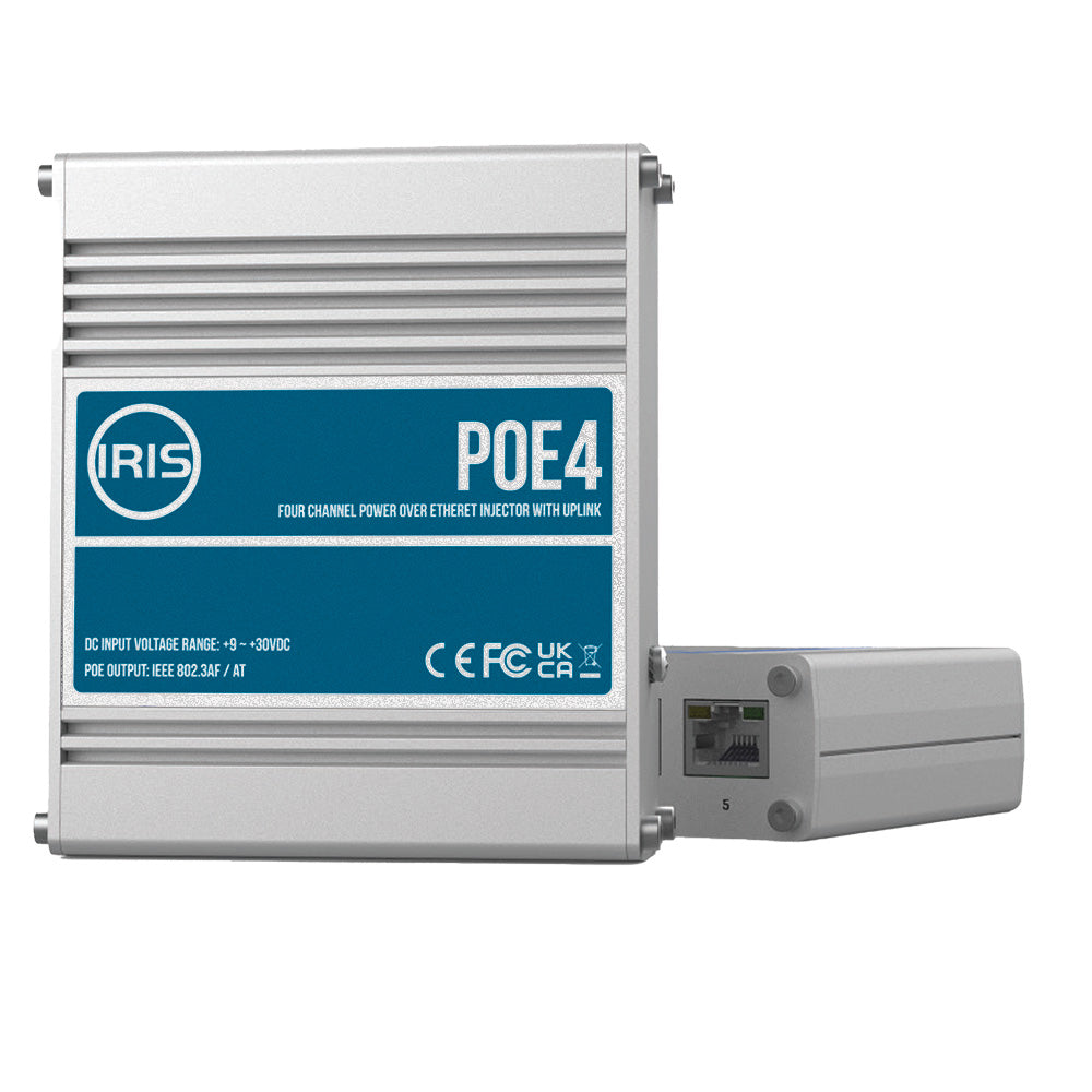 Iris Four Channel Uplink Power Over Ethernet Switch  IEEE8023af  3at Compliant  930VDC Input  48VDC Output POE4V2